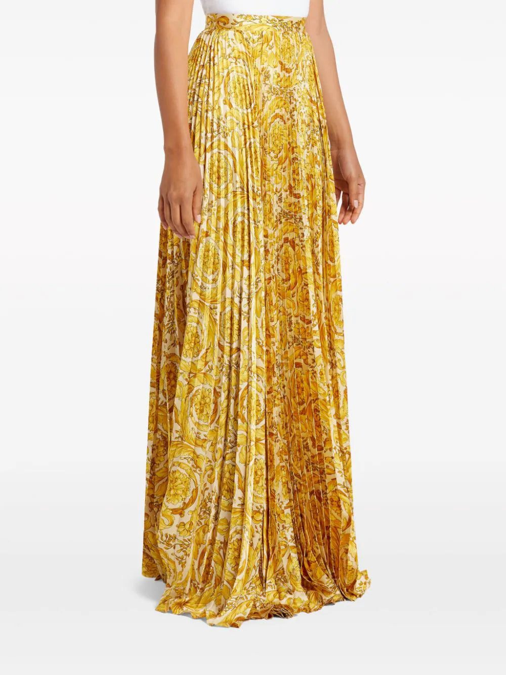 Versace Barocco-print pleated satin skirt - Image 3