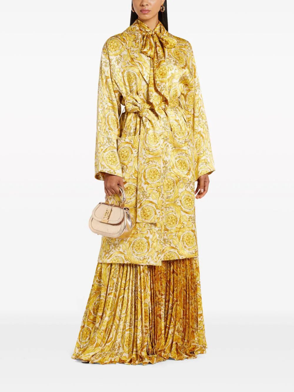 Versace Barocco-print pleated satin skirt - Image 2