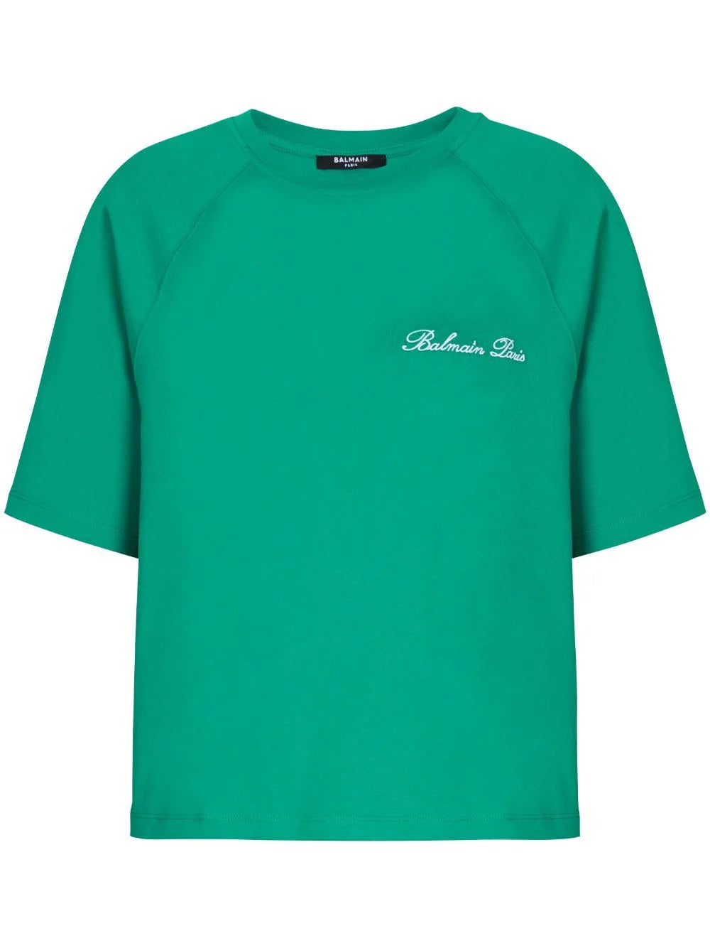 Balmain Signature-embroidered cropped T-shirt