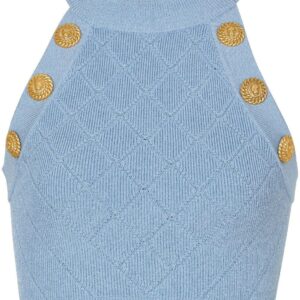 Balmain 6-Button knitted crop top