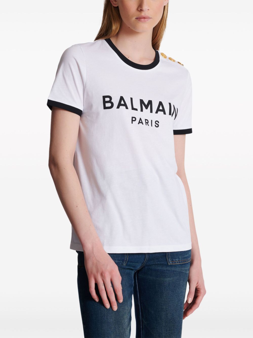 Balmain 3-Button logo-print cotton top - Image 4