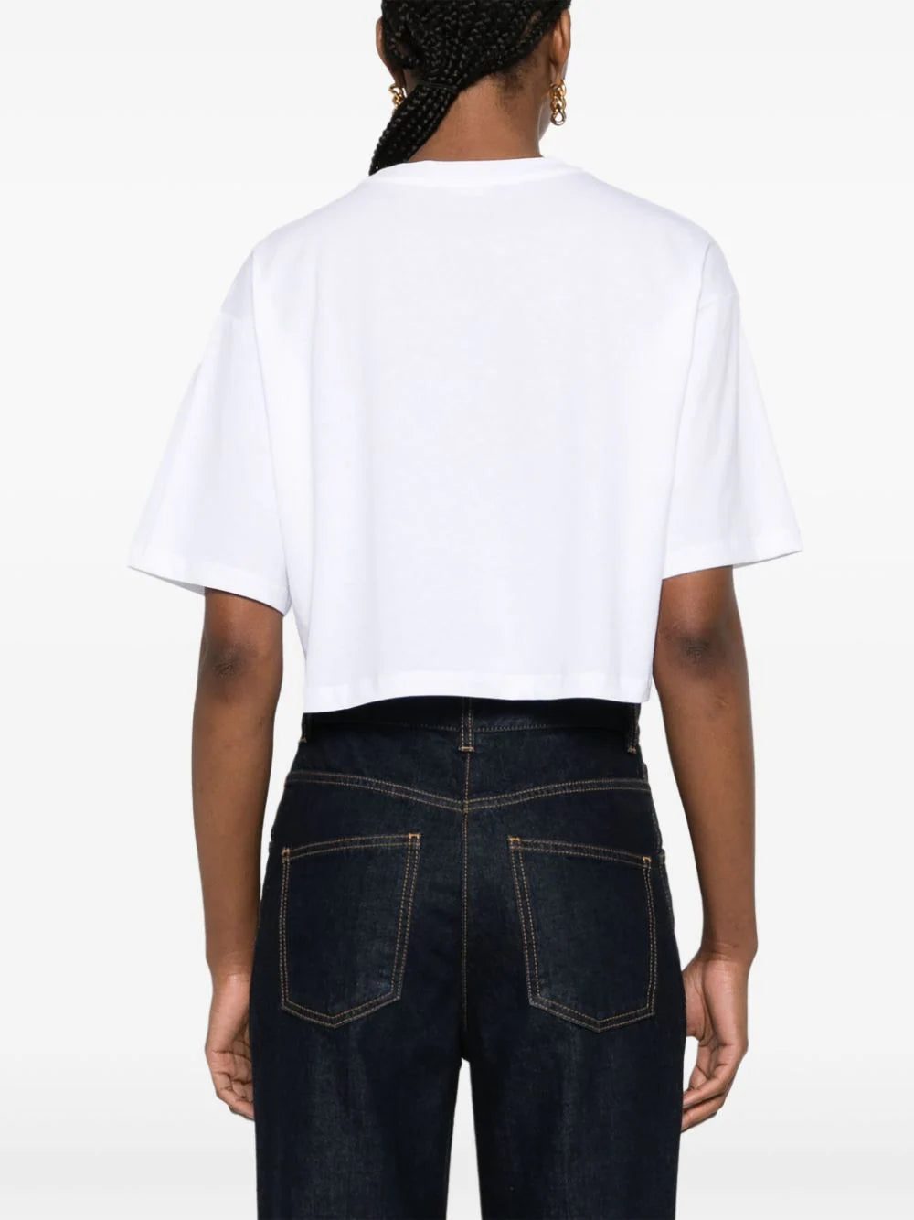 Balmain logo-appliqué cropped T-shirt - Image 4