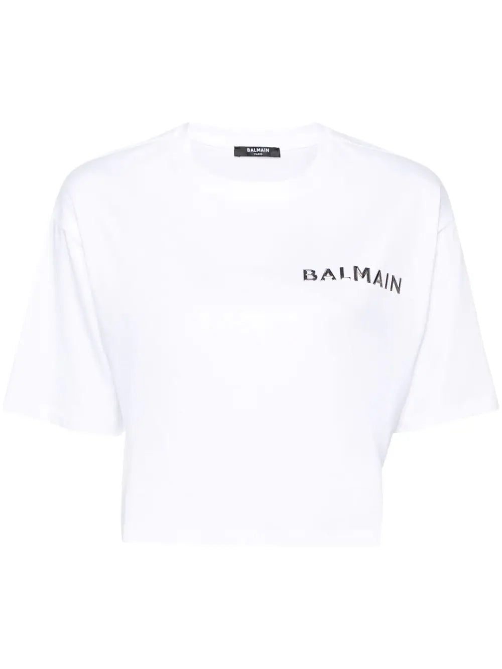Balmain logo-appliqué cropped T-shirt