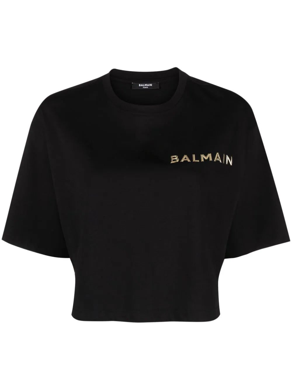 Balmain logo-appliqué cropped T-shirt