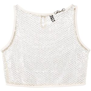 Karl Lagerfeld sequined mesh crop top