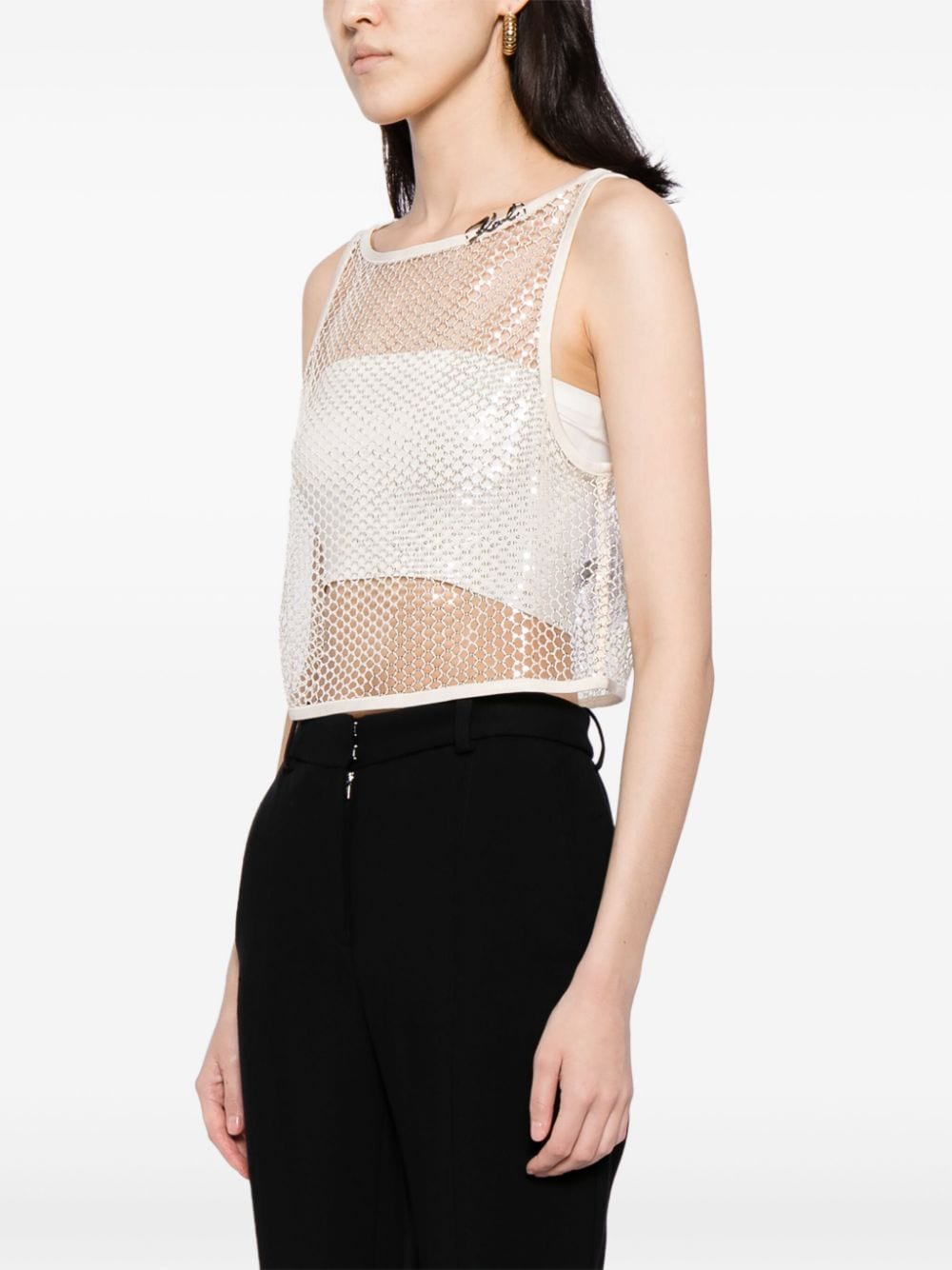 Karl Lagerfeld sequined mesh crop top - Image 3