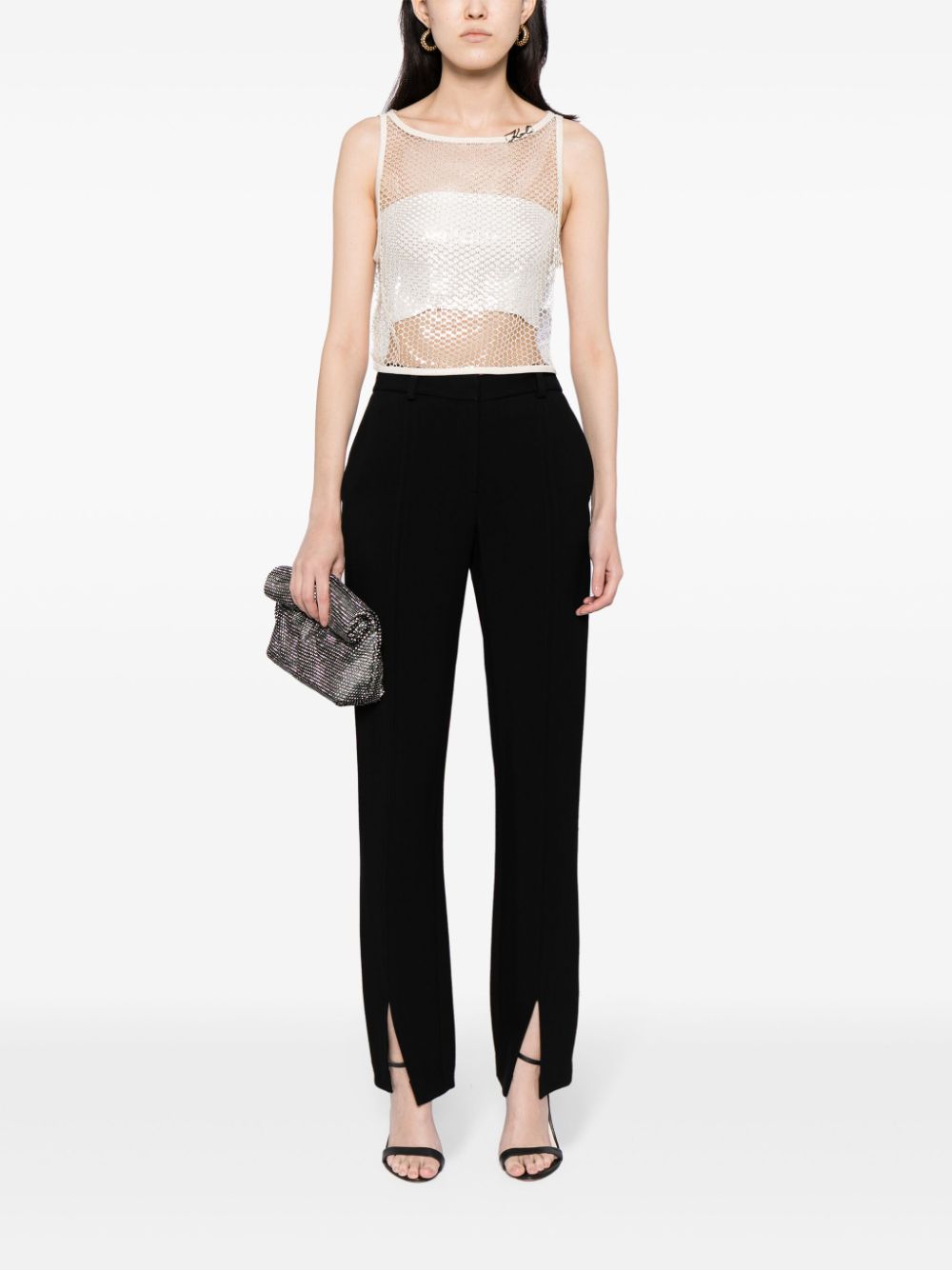 Karl Lagerfeld sequined mesh crop top - Image 2