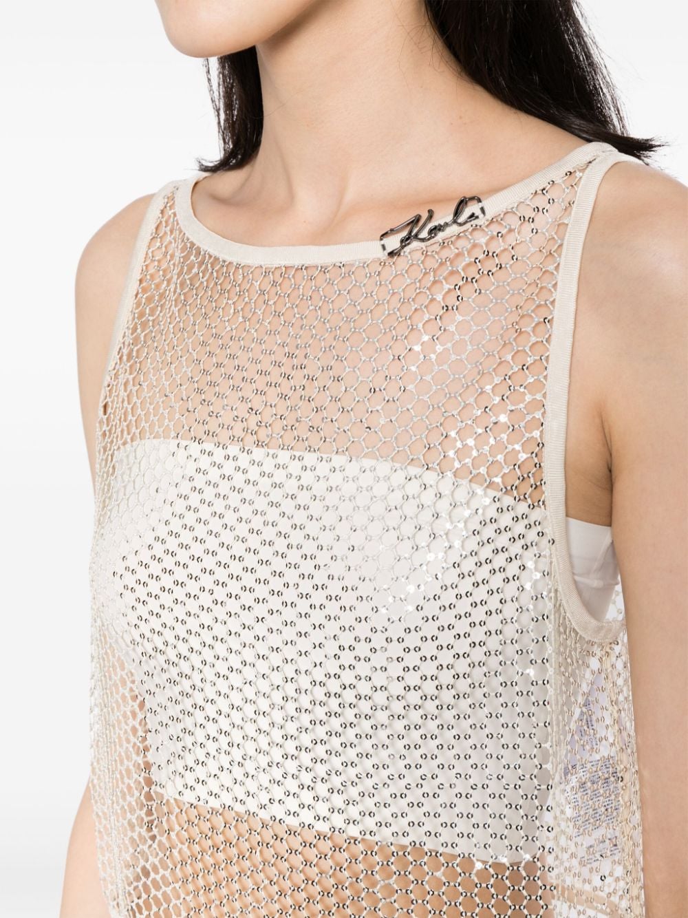 Karl Lagerfeld sequined mesh crop top - Image 5