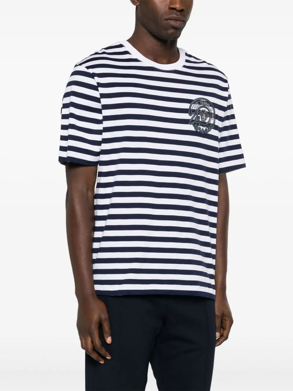 Versace Medusa-embroidered striped T-shirt - Image 3