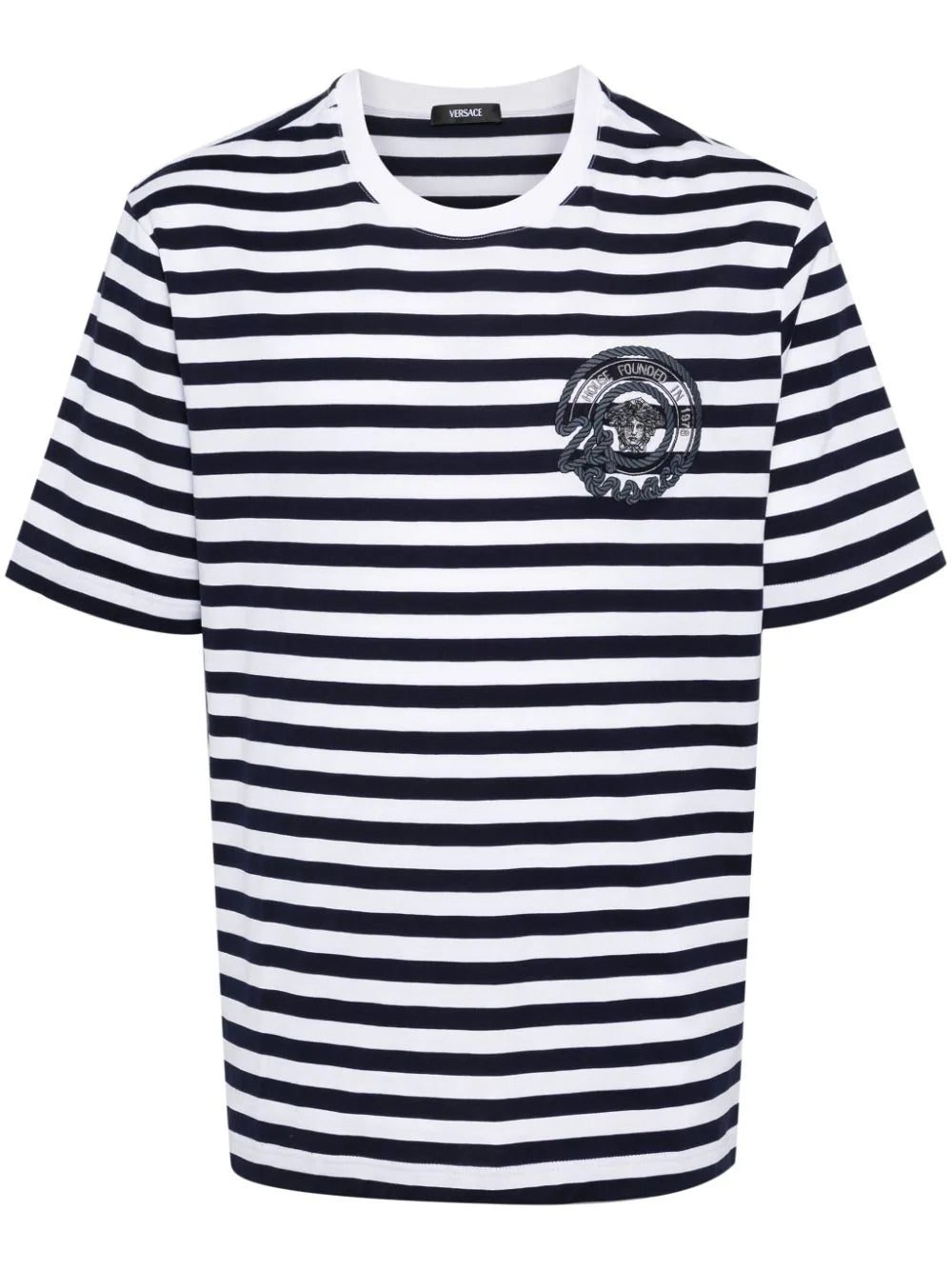 Versace Medusa-embroidered striped T-shirt