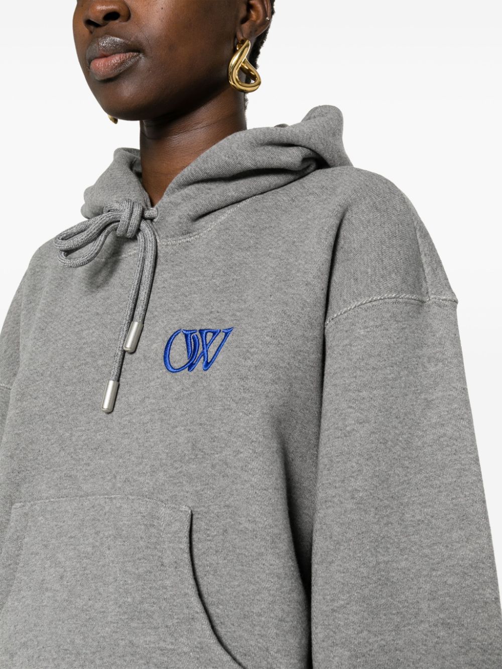 Off-White embroidered-logo cotton hoodie - Image 5