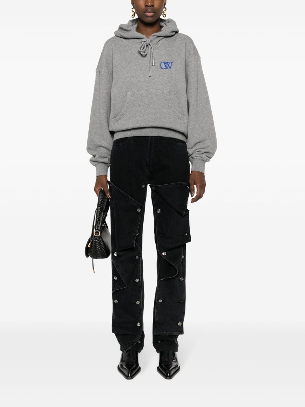 Off-White embroidered-logo cotton hoodie - Image 2