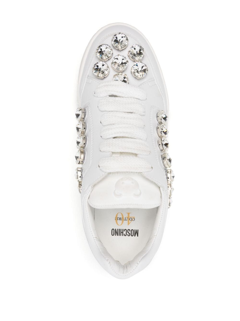 Moschino crystal-embellished panelled sneakers - Image 4