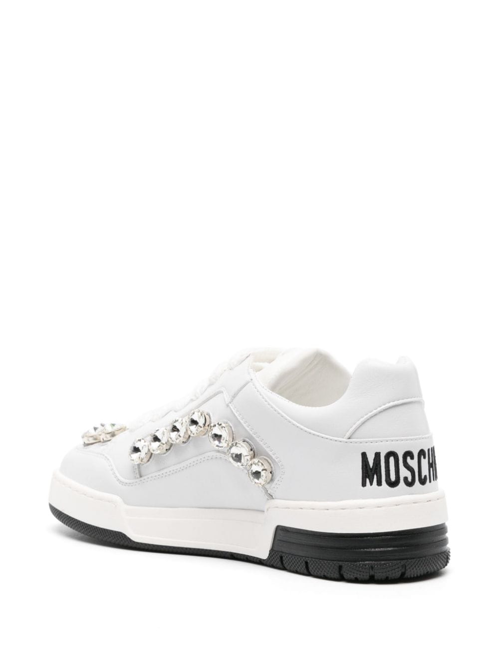 Moschino crystal-embellished panelled sneakers - Image 3