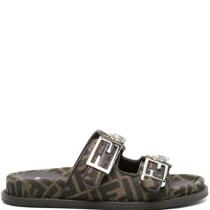 FENDI FF-jacquard canvas slides