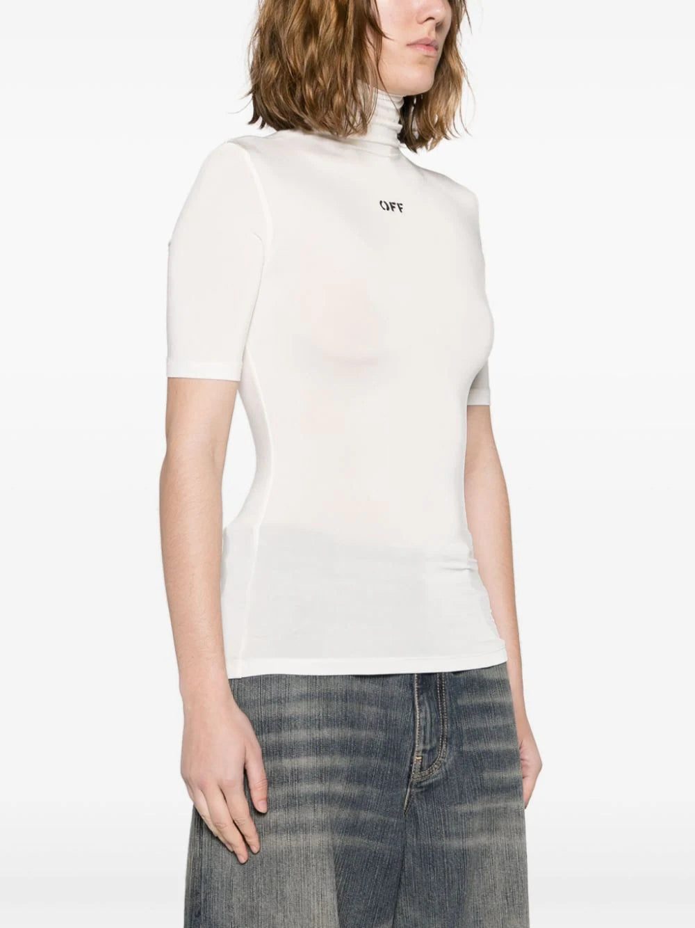 Off-White logo-print high-neck T-shirt - Image 3