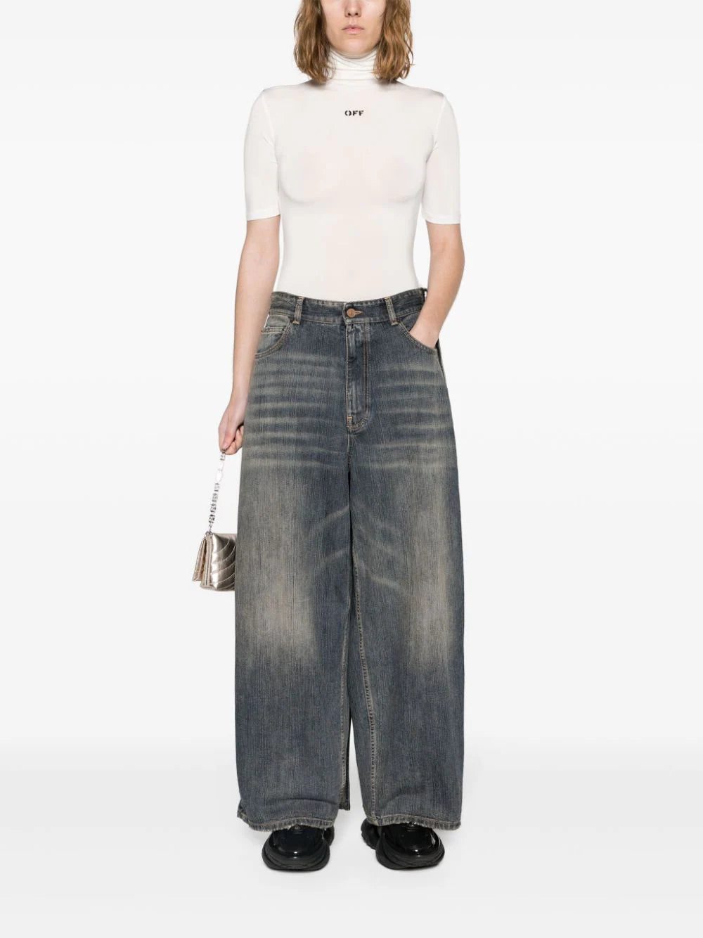 Off-White logo-print high-neck T-shirt - Image 2