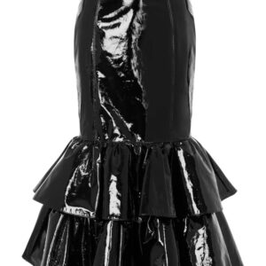 Moschino  ruffled leather skirt