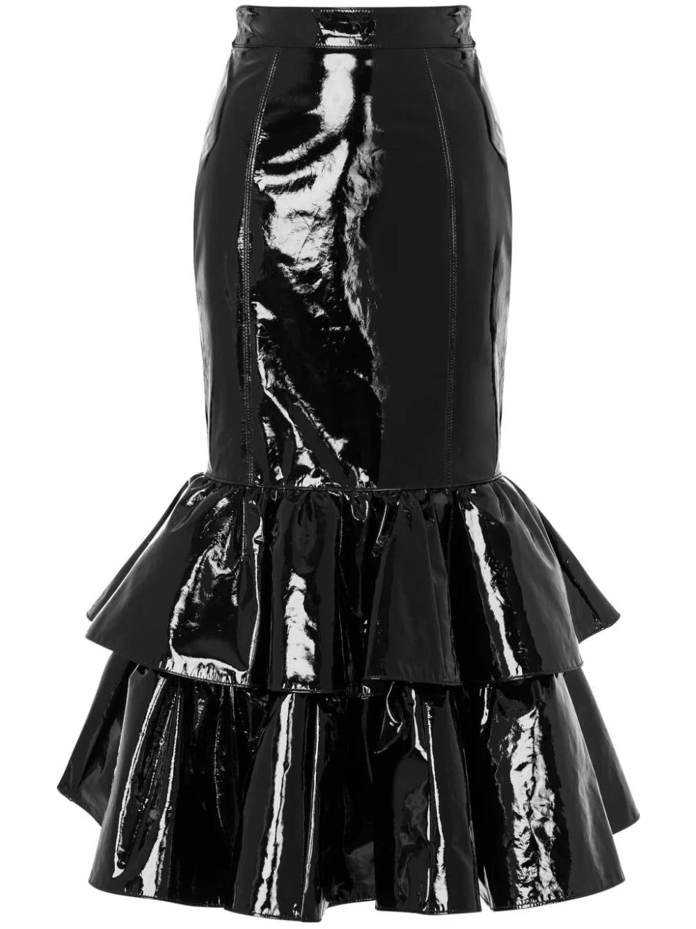 Moschino ruffled leather skirt