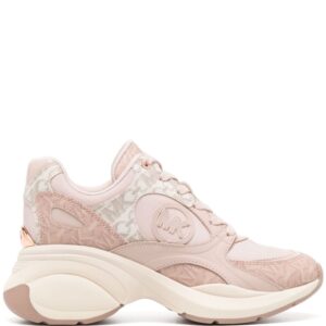 Michael Kors Zuma gold-tone logo-plaque leather sneakers