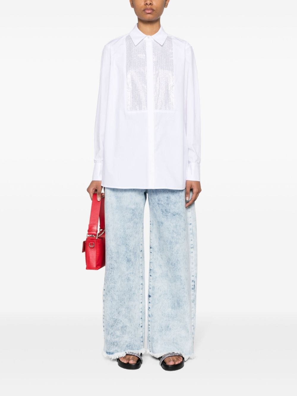 Karl Lagerfeld crystal-embellished poplin shirt - Image 2