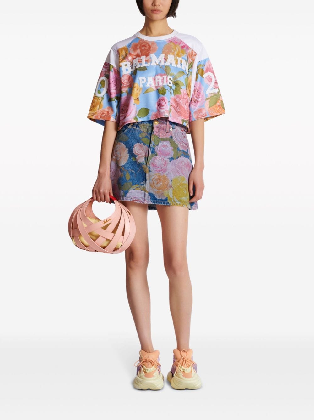Balmain Rose-print cropped T-shirt - Image 2