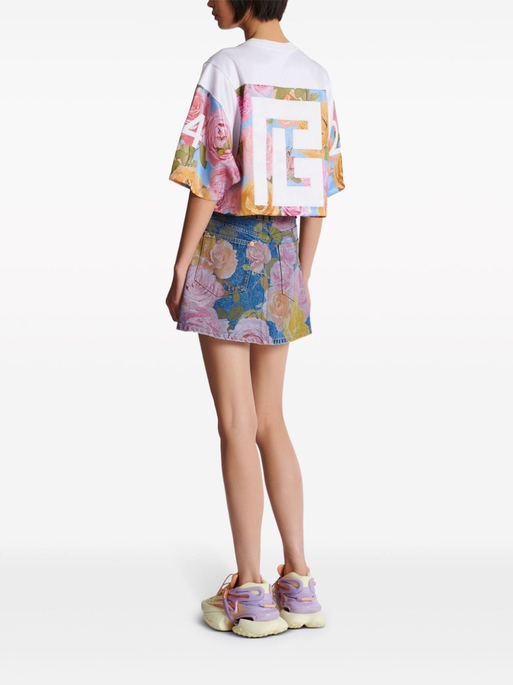 Balmain Rose-print cropped T-shirt - Image 5