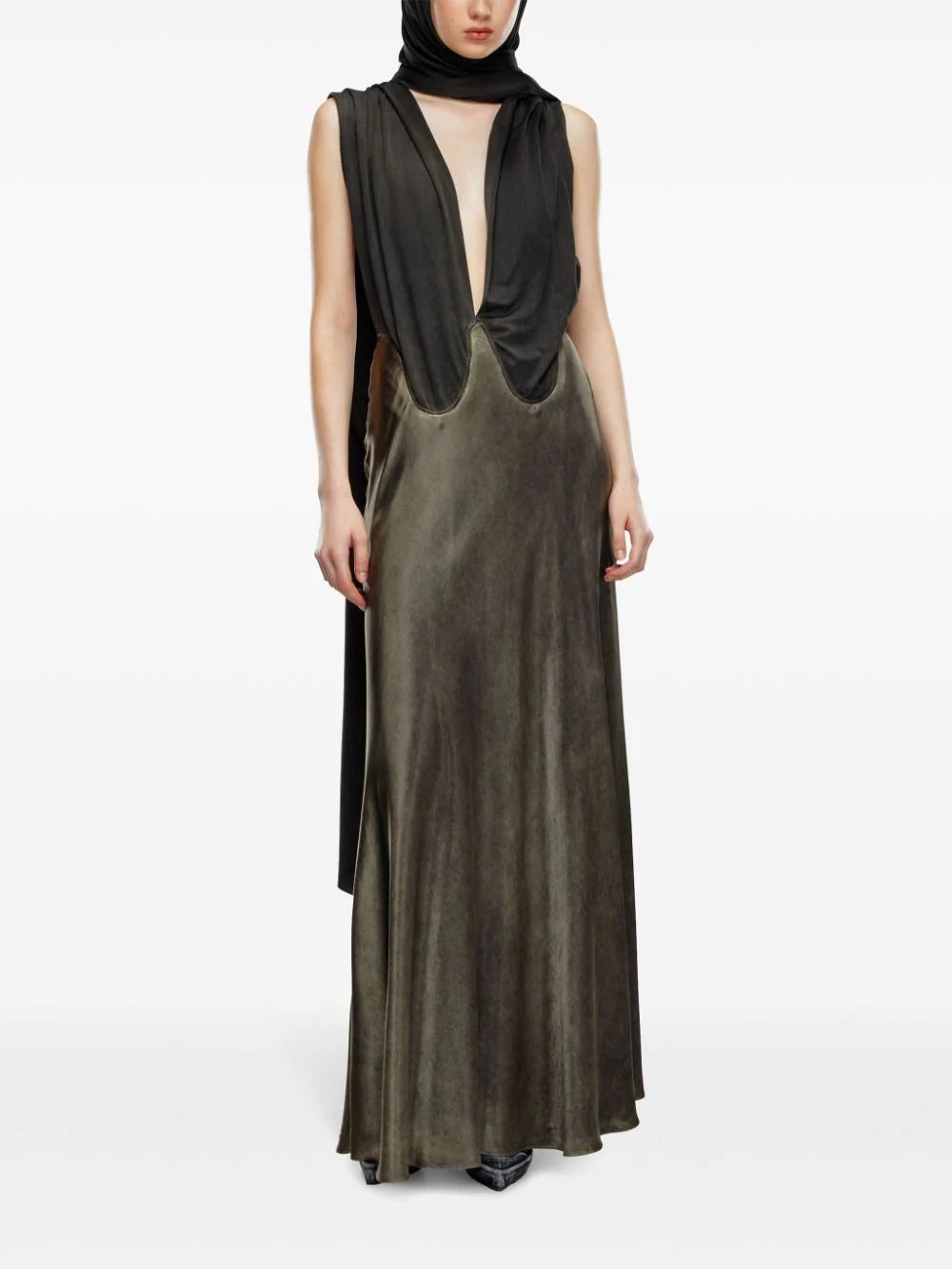 Diesel O-Dyva panelled satin skirt - Image 2