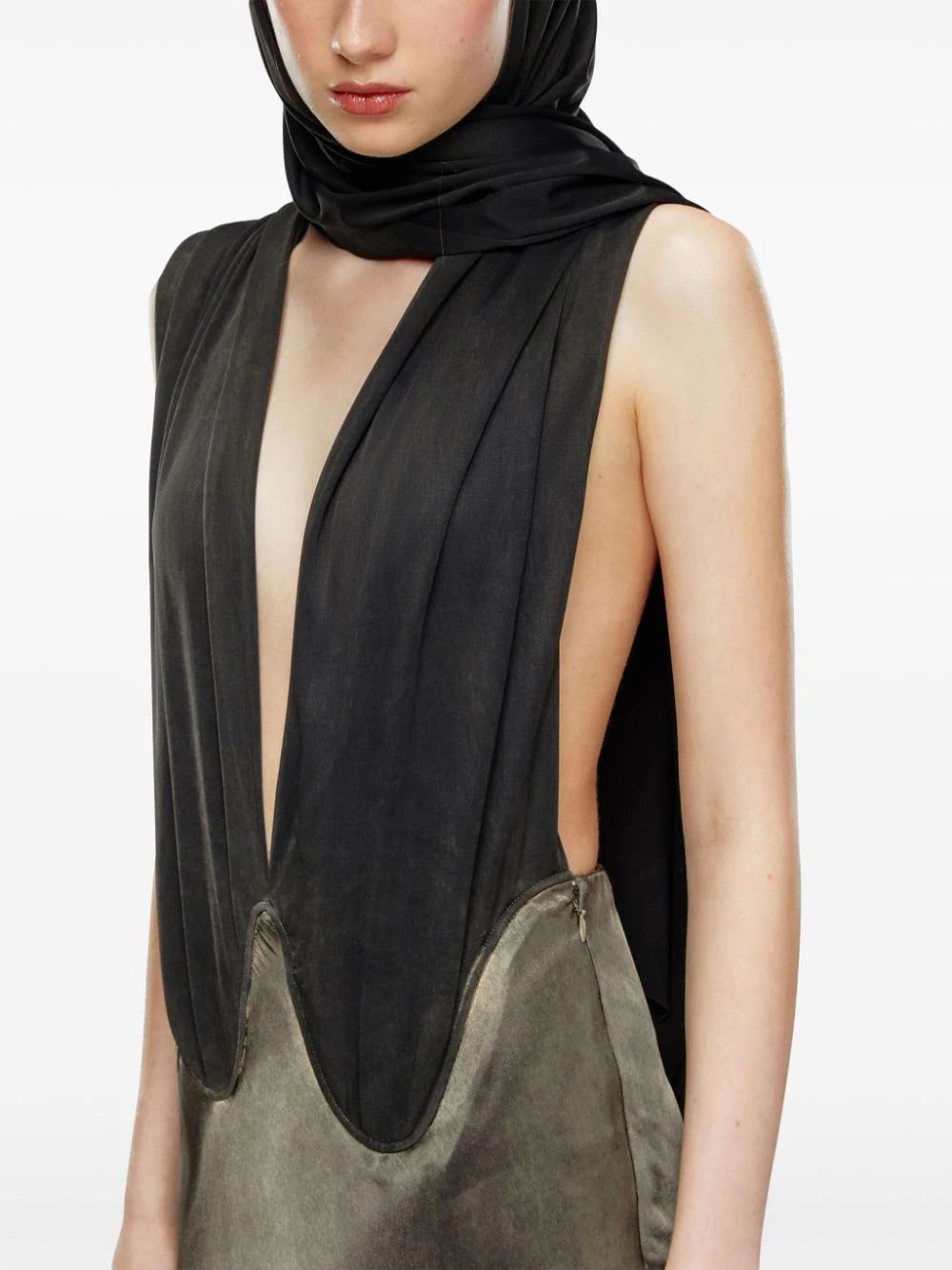 Diesel O-Dyva panelled satin skirt - Image 4