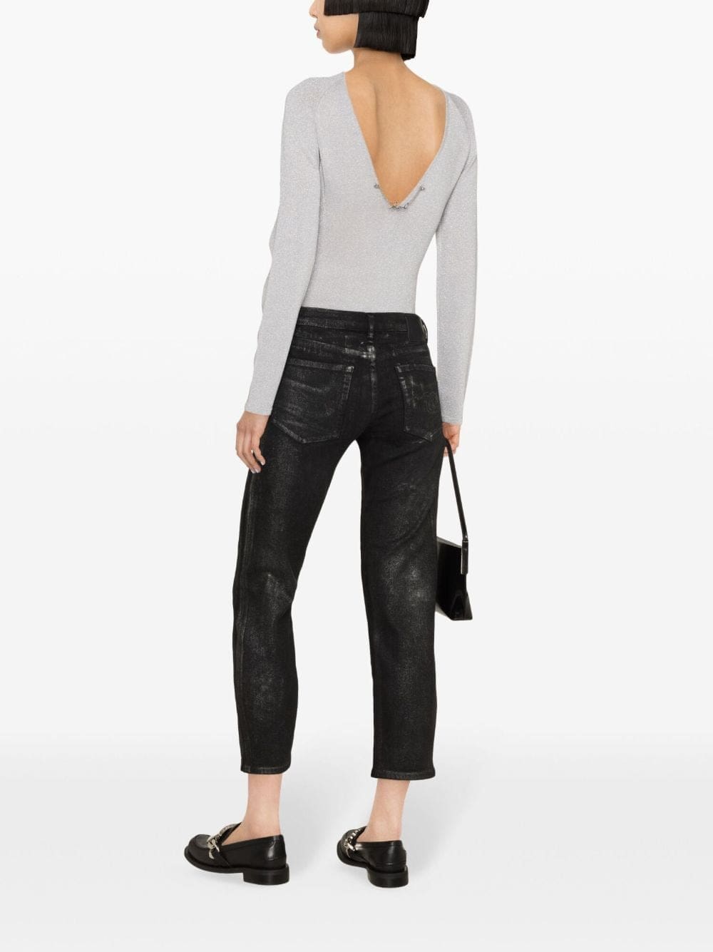 Karl Lagerfeld logo-embroidered lurex bodysuit - Image 3