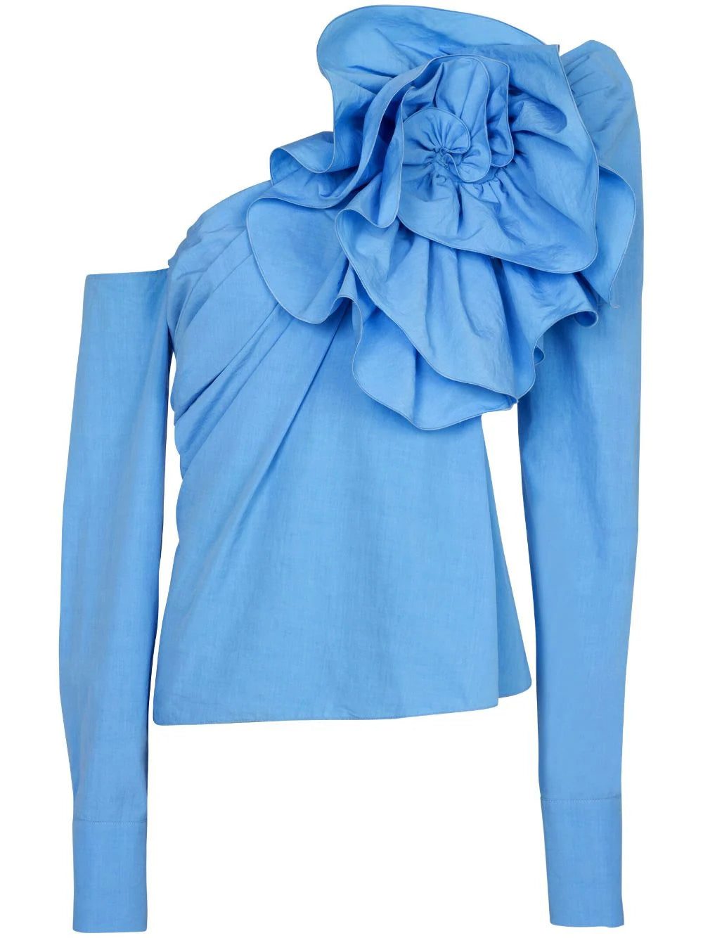 Balmain ruffle-detailed asymmetric blouse