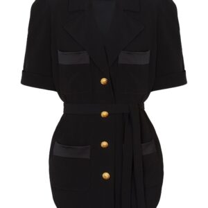 Balmain belted crepe short-sleeve shirt