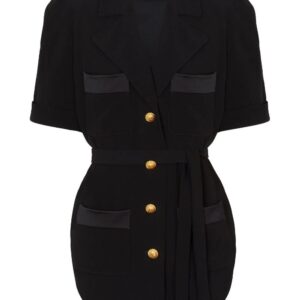 Balmain  belted crepe short-sleeve shirt