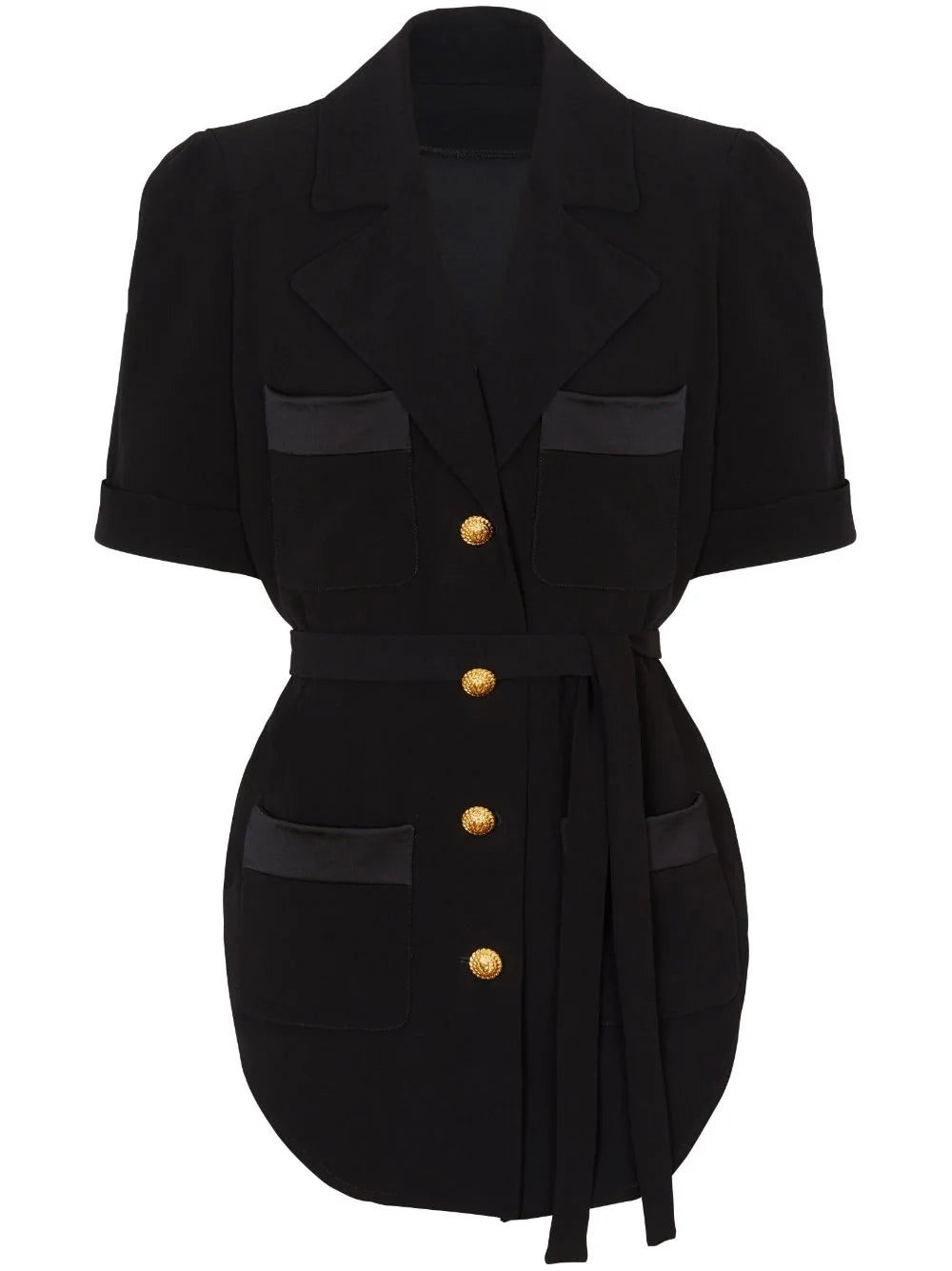 Balmain belted crepe short-sleeve shirt