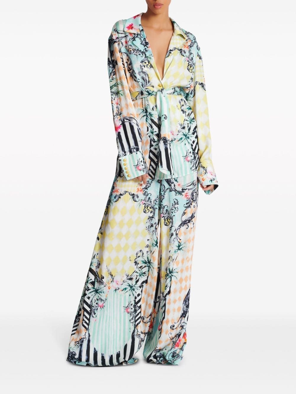 Balmain baroque-print belted shirt - Image 2