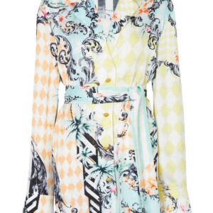 Balmain baroque-print belted shirt