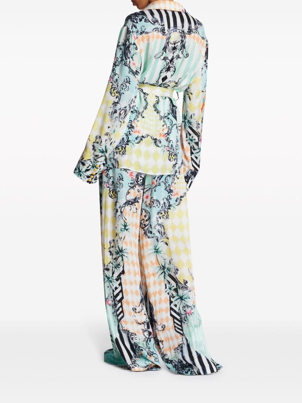 Balmain baroque-print belted shirt - Image 4