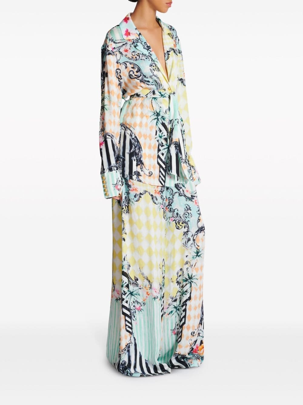 Balmain baroque-print belted shirt - Image 3