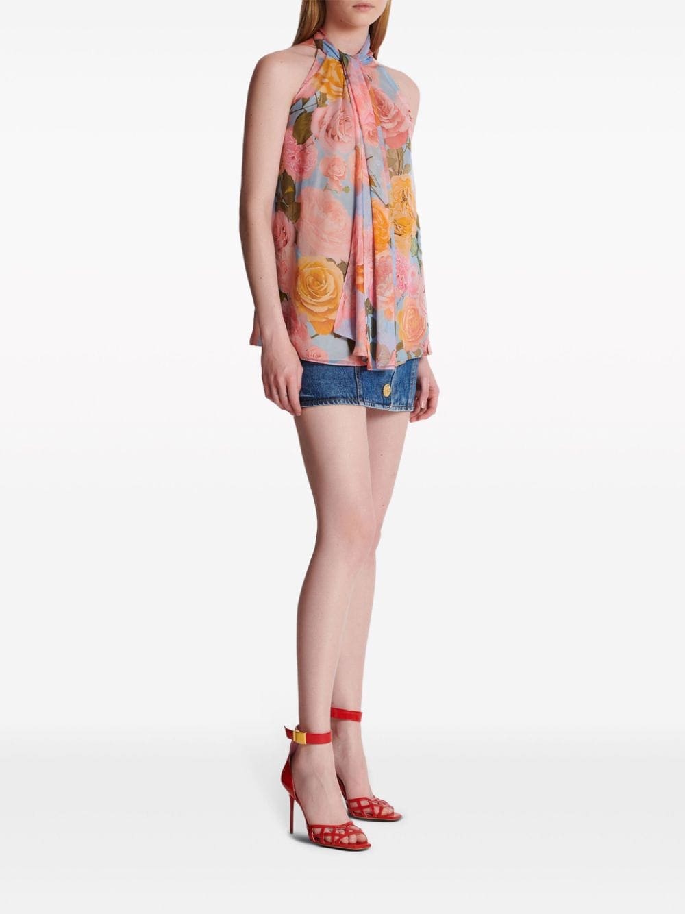 Balmain tie-neck floral-print blouse - Image 3