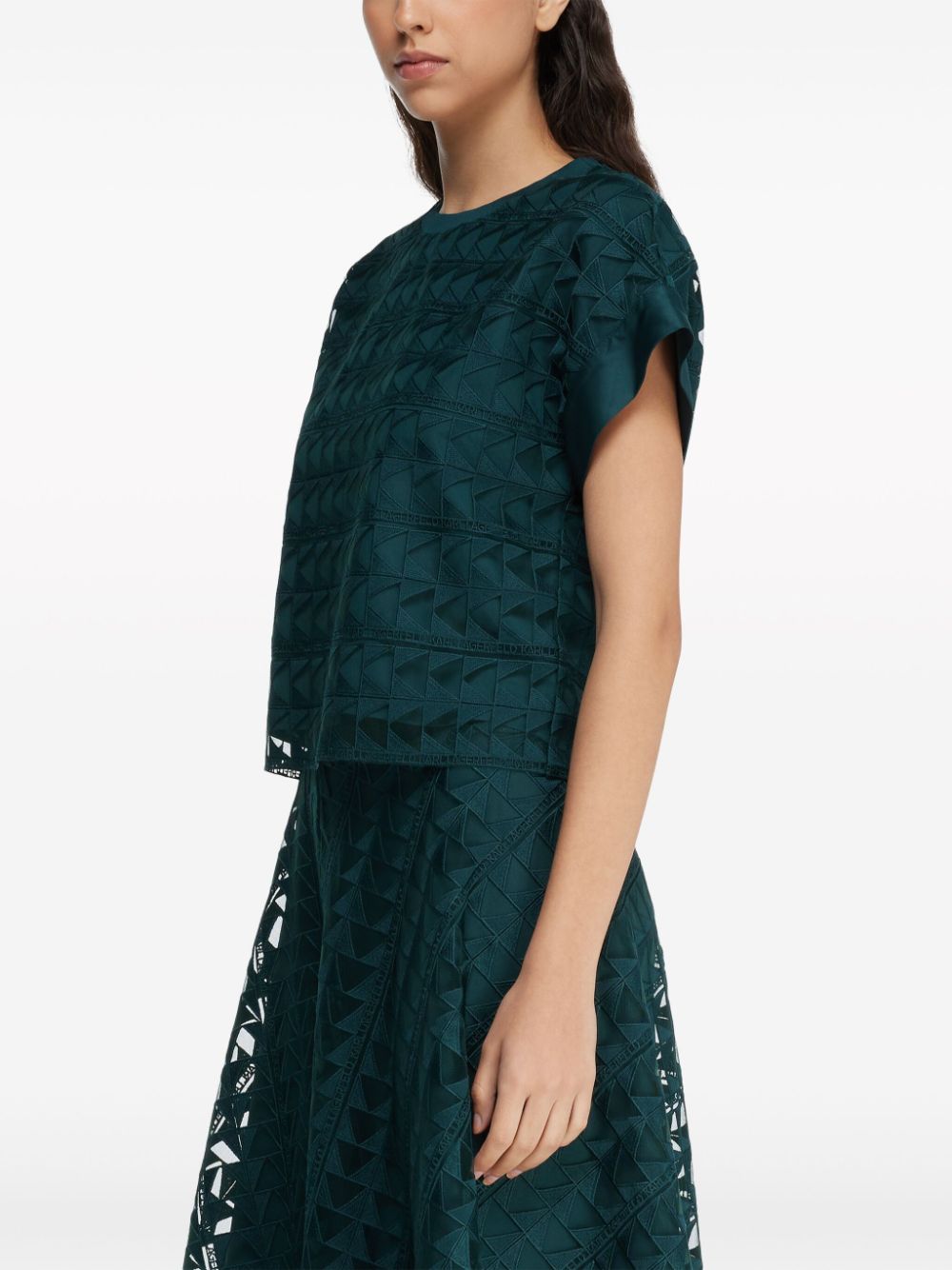 Karl Lagerfeld layered geometric-lace t-shirt - Image 4