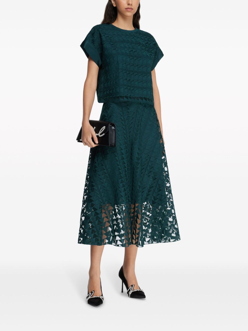 Karl Lagerfeld layered geometric-lace t-shirt - Image 2