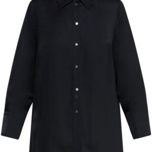 Karl Lagerfeld logo-tape satin tunic shirt