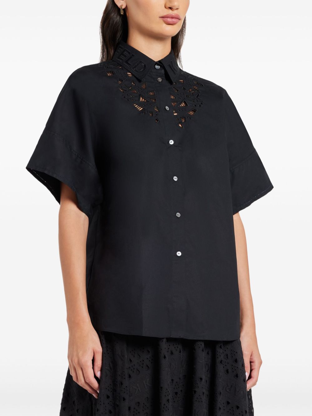 Karl Lagerfeld embroidered short-sleeve organic cotton shirt - Image 3