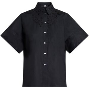 Karl Lagerfeld embroidered short-sleeve organic cotton shirt