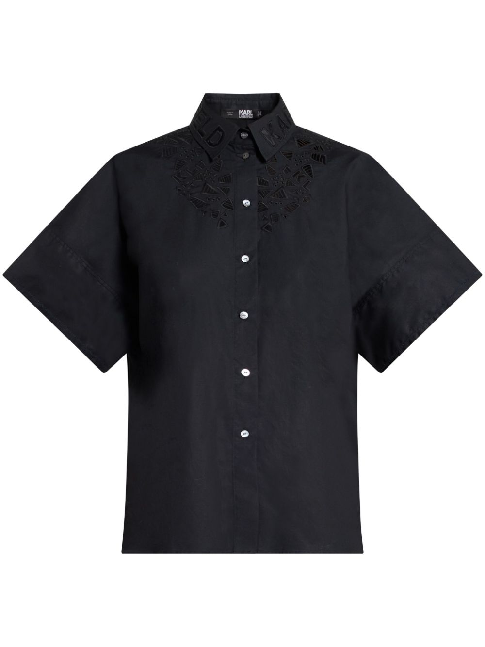Karl Lagerfeld embroidered short-sleeve organic cotton shirt