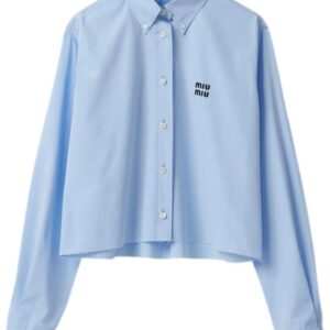 Miu Miu  logo-embroidered cotton shirt