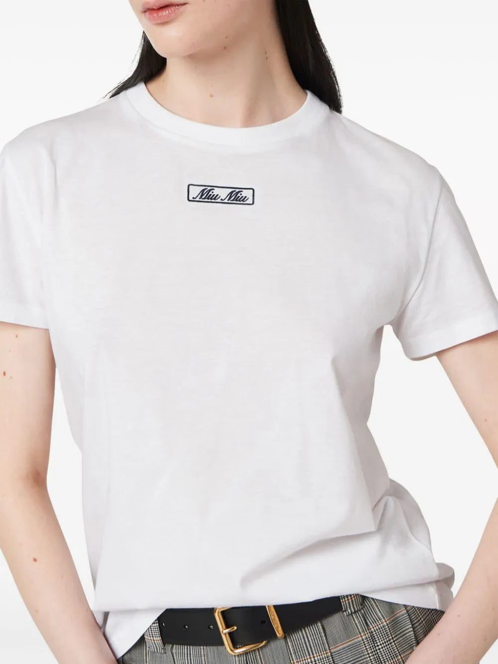 Miu Miu logo-embroidered cotton T-shirt - Image 4
