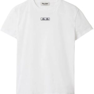 Miu Miu logo-embroidered cotton T-shirt