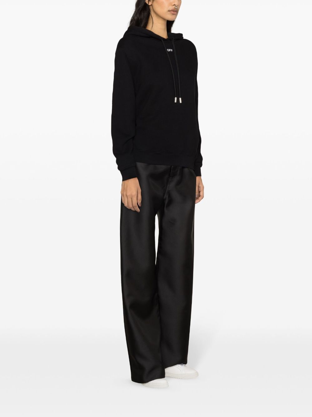 Off-White Diag-stripe embroidered cotton hoodie - Image 3