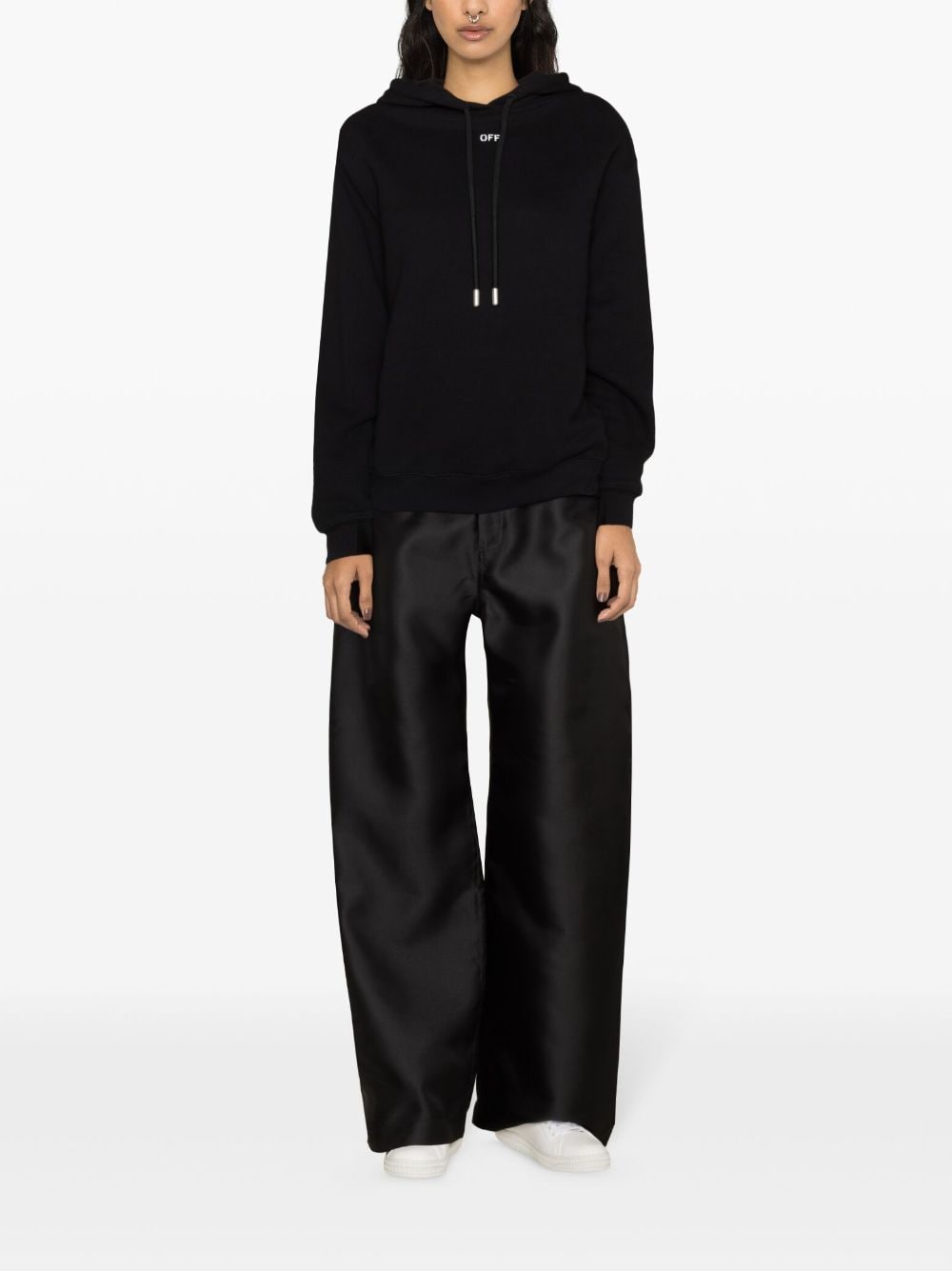 Off-White Diag-stripe embroidered cotton hoodie - Image 2